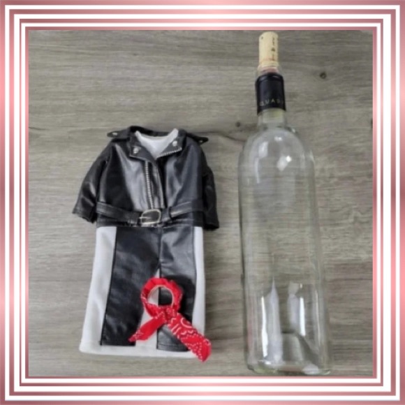 EUC! Faux Leather Jacket and Pants Wine Bottle Cover - Picture 2 of 8